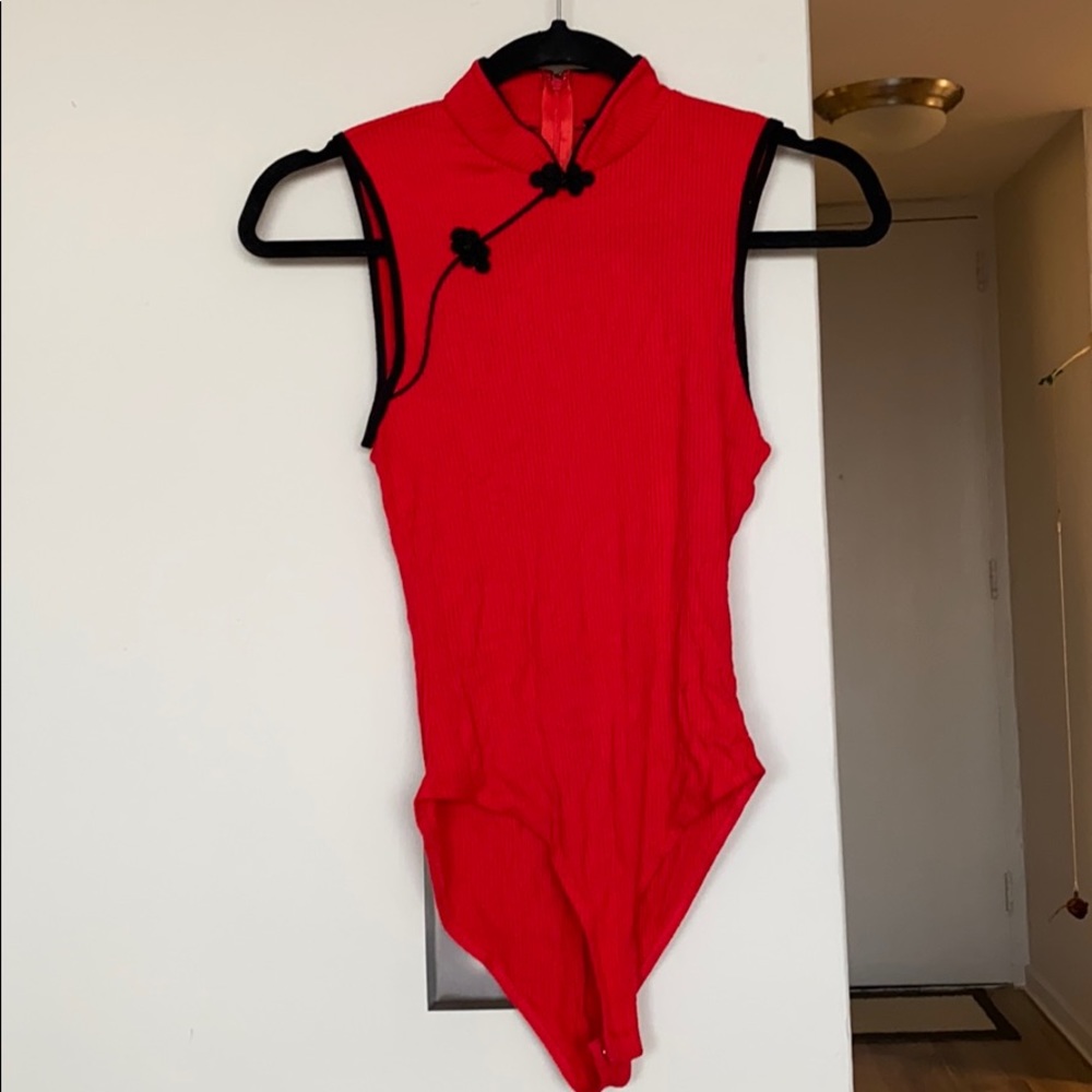 Red Detailed Bodysuit